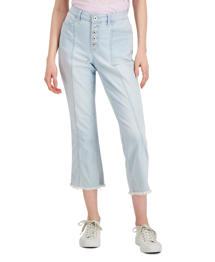 Style & Co Womens Button Fly Raw Hem Cropped Jeans