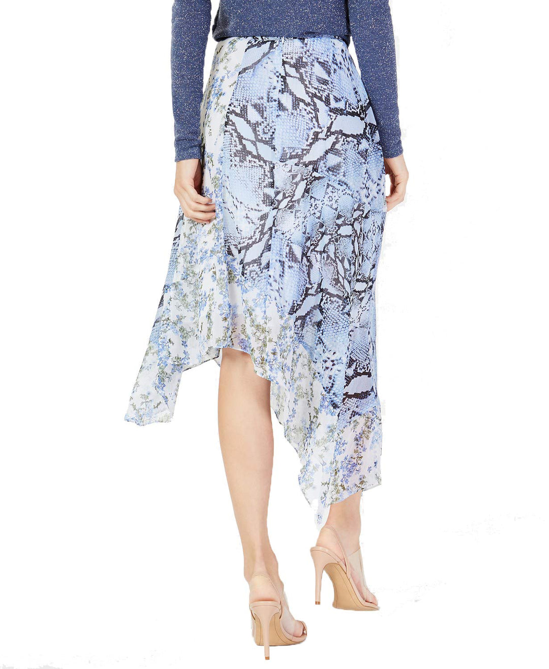 INC Asymmetrical Printed Midi Skirt
