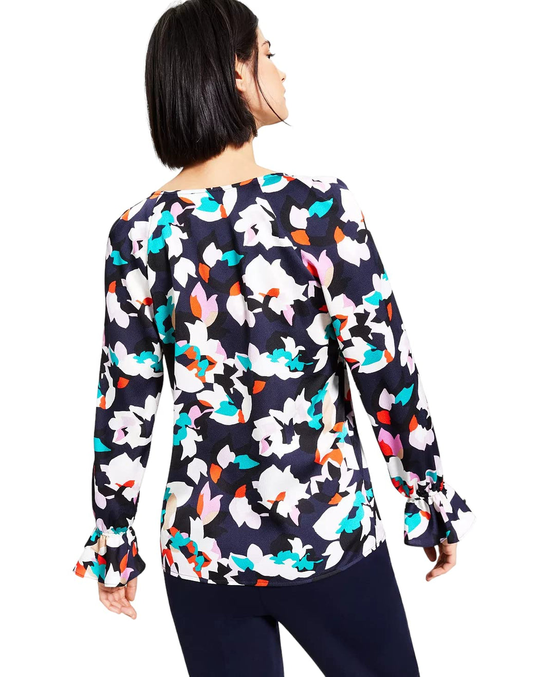 Bar III Floral Print V Neck Top