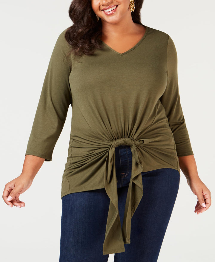 Plus Size Gathered-Front Top