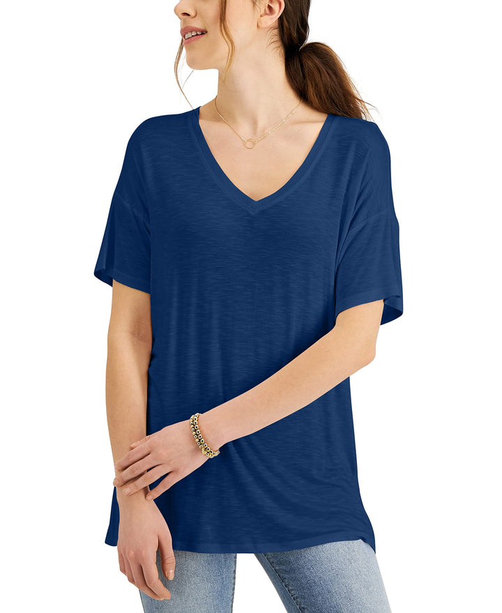 Style & Co Drapey V Neck Short Sleeve T-Shirt