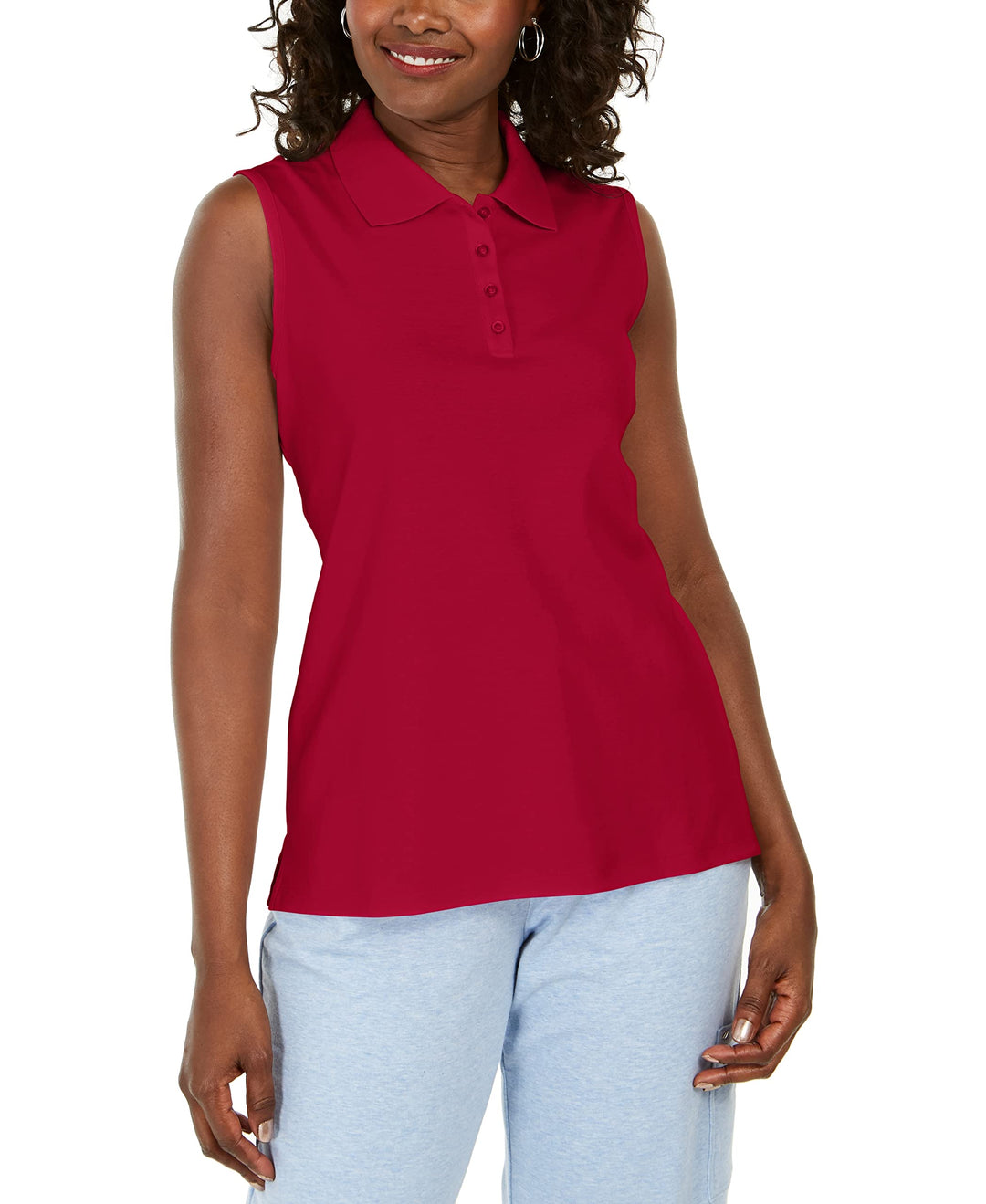 Karen Scott Petite Sleeveless Polo Shirt