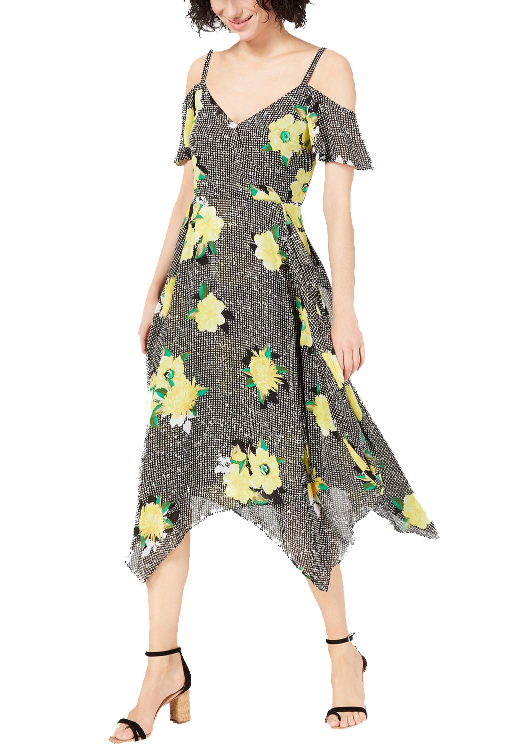 Mixed Print Cold Shoulder Dress