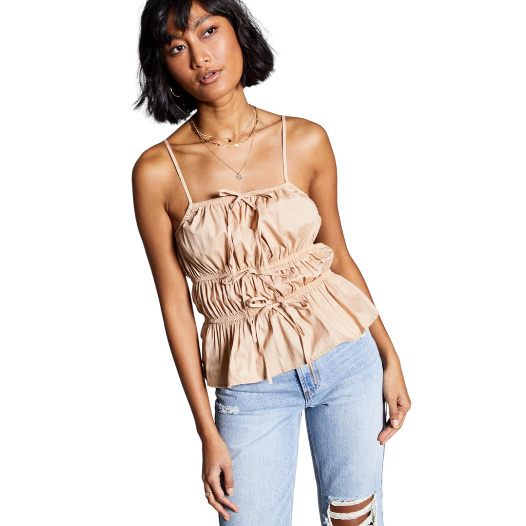 Now This Womens Cotton Tie Front Tank Top