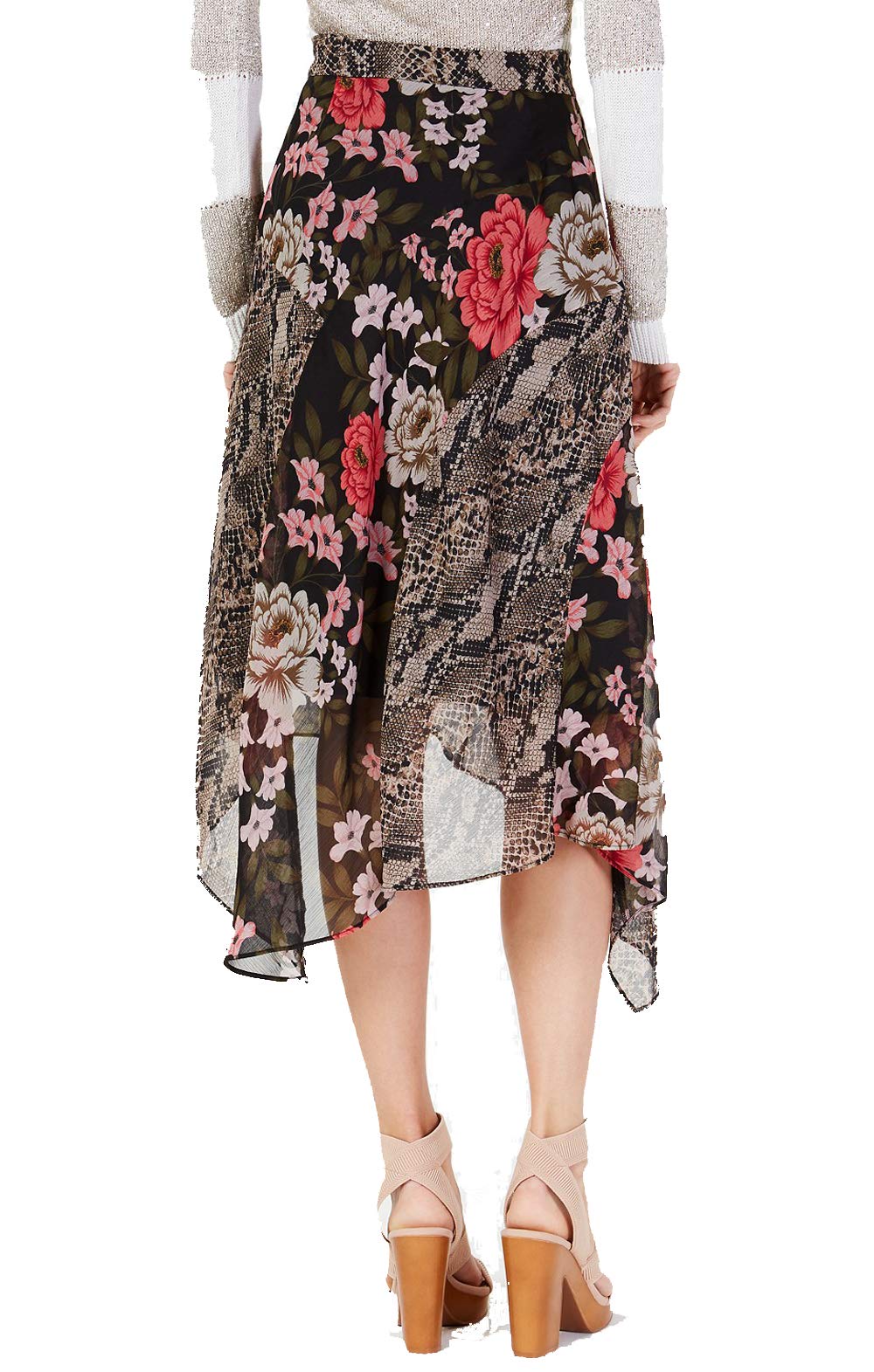 Mixed Print Floral Midi Skirt
