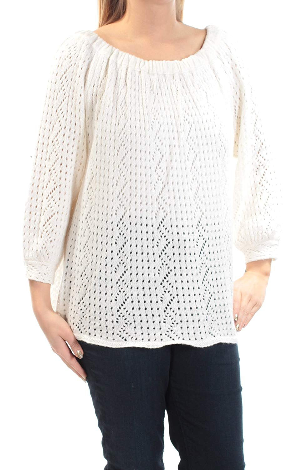 Style & Co Off The Shoulder Open Knit Sweater