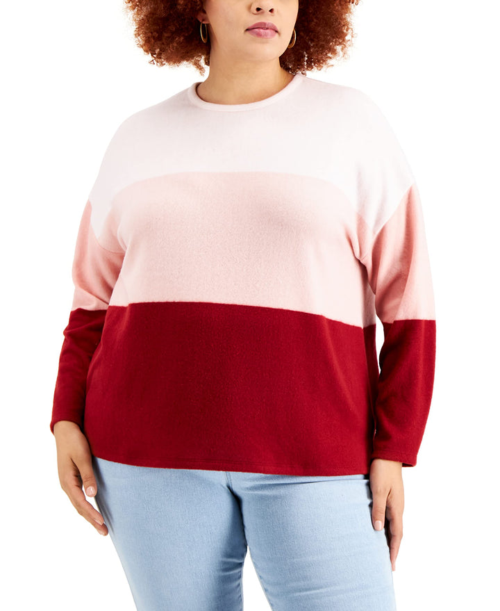 Style & Co Colorblock Step Hem Sweater