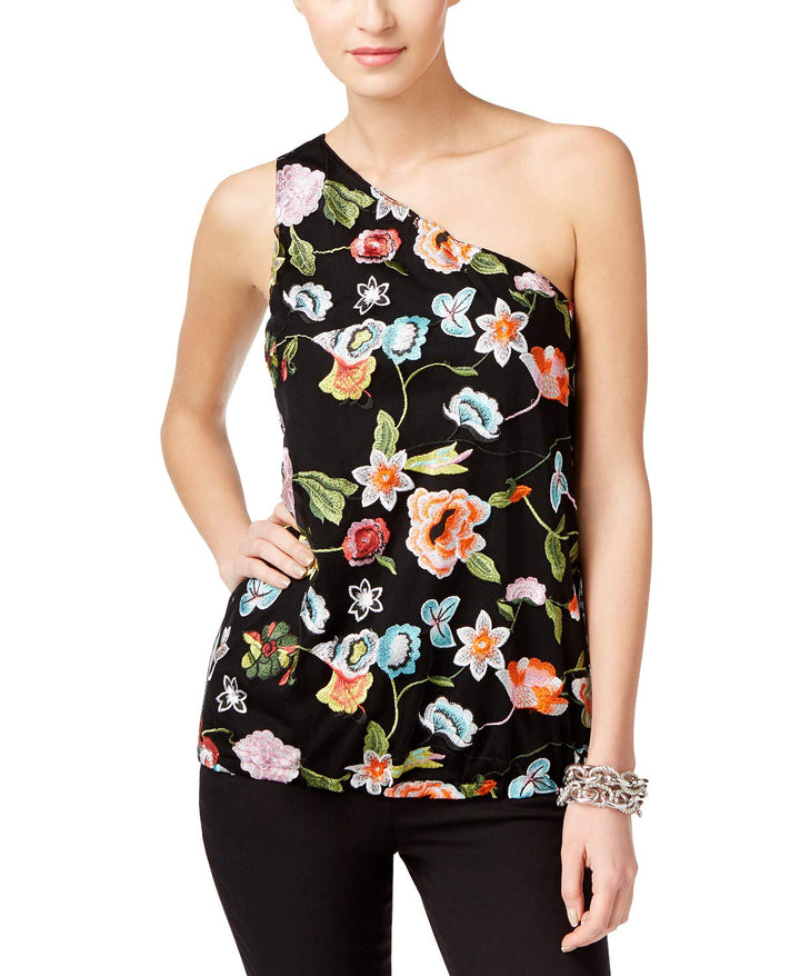 INC International Concepts Petite Embroidered One Shoulder Top