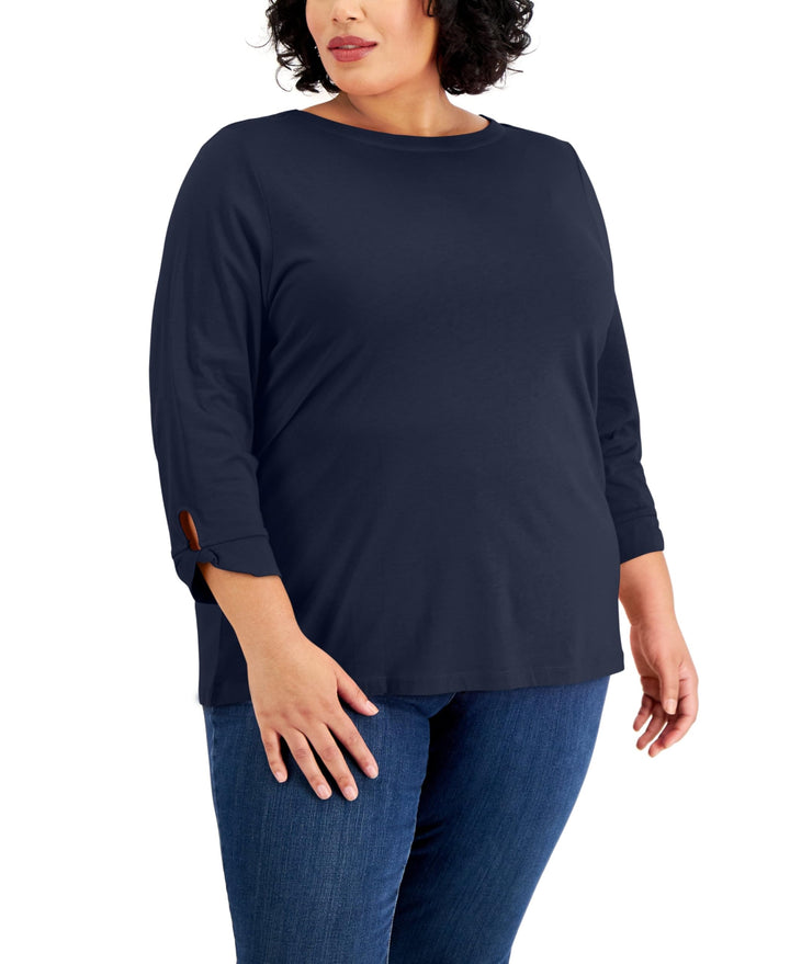 Karen Scott Plus Size Boatneck Top