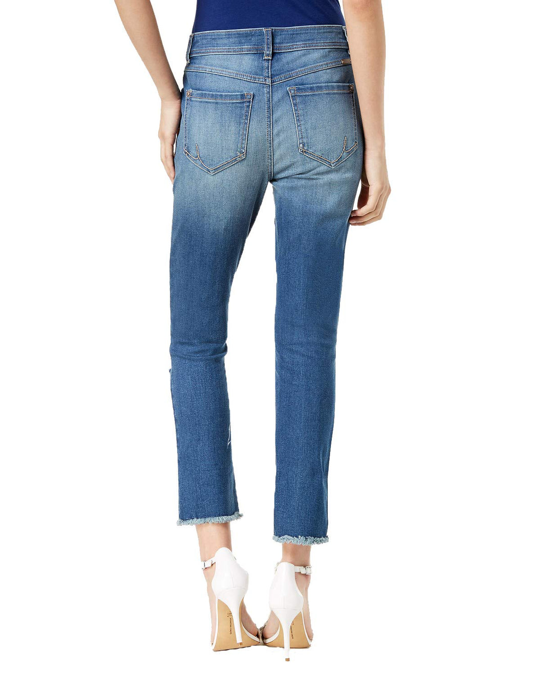 Curvy Fit Studded Frayed Hem Jeans