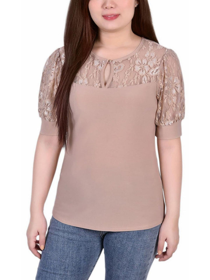 Petite Puff Sleeve Lace Top