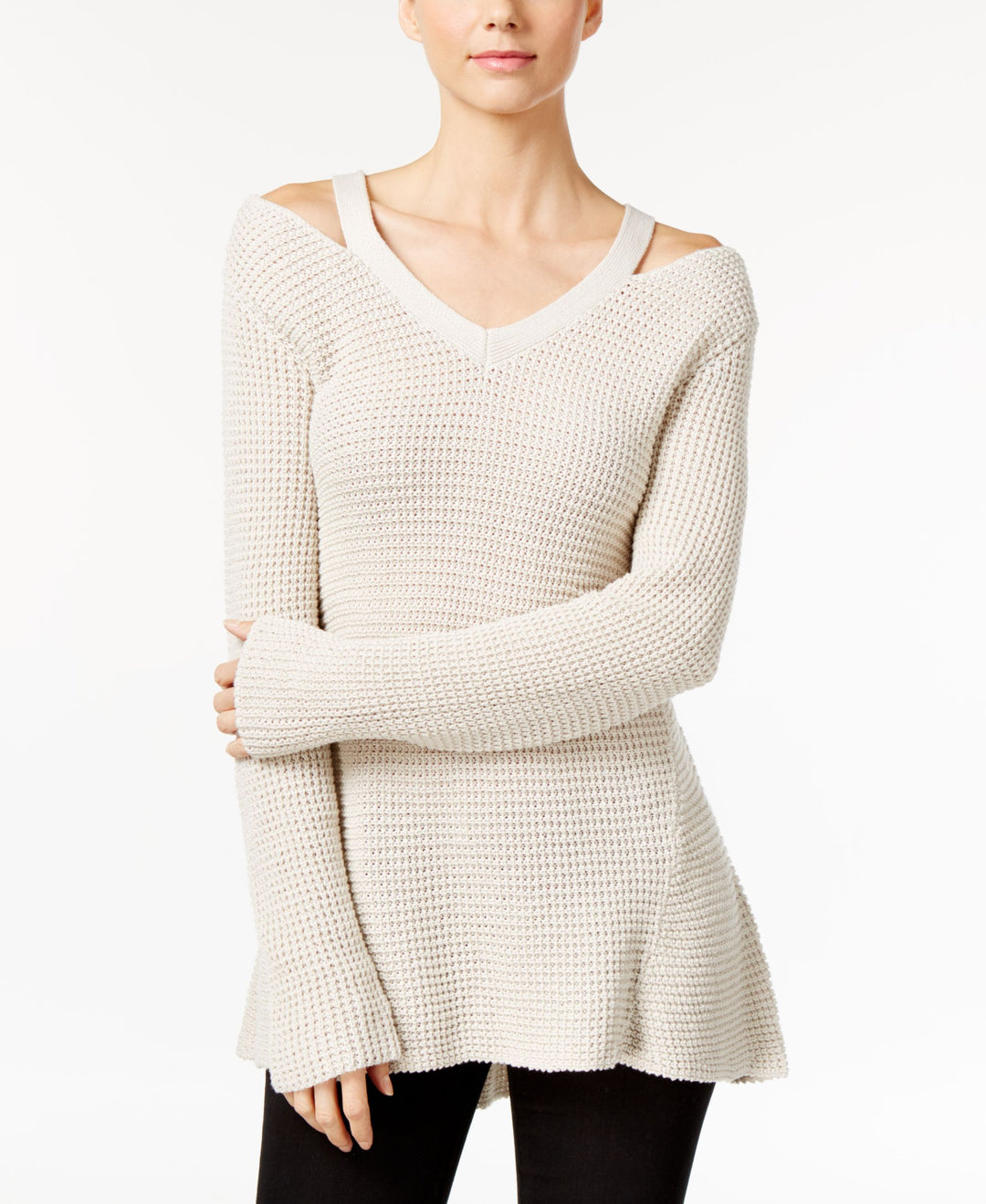 Style & Co Petite High Low Cutout Sweater