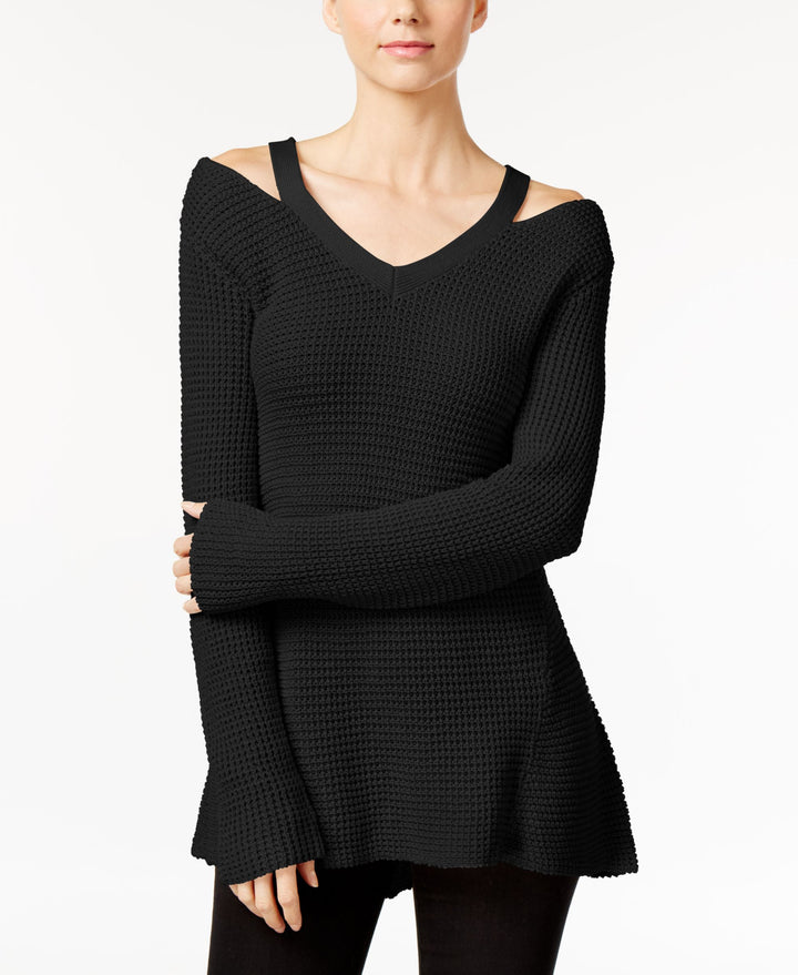 Style & Co Petite High Low Cutout Sweater
