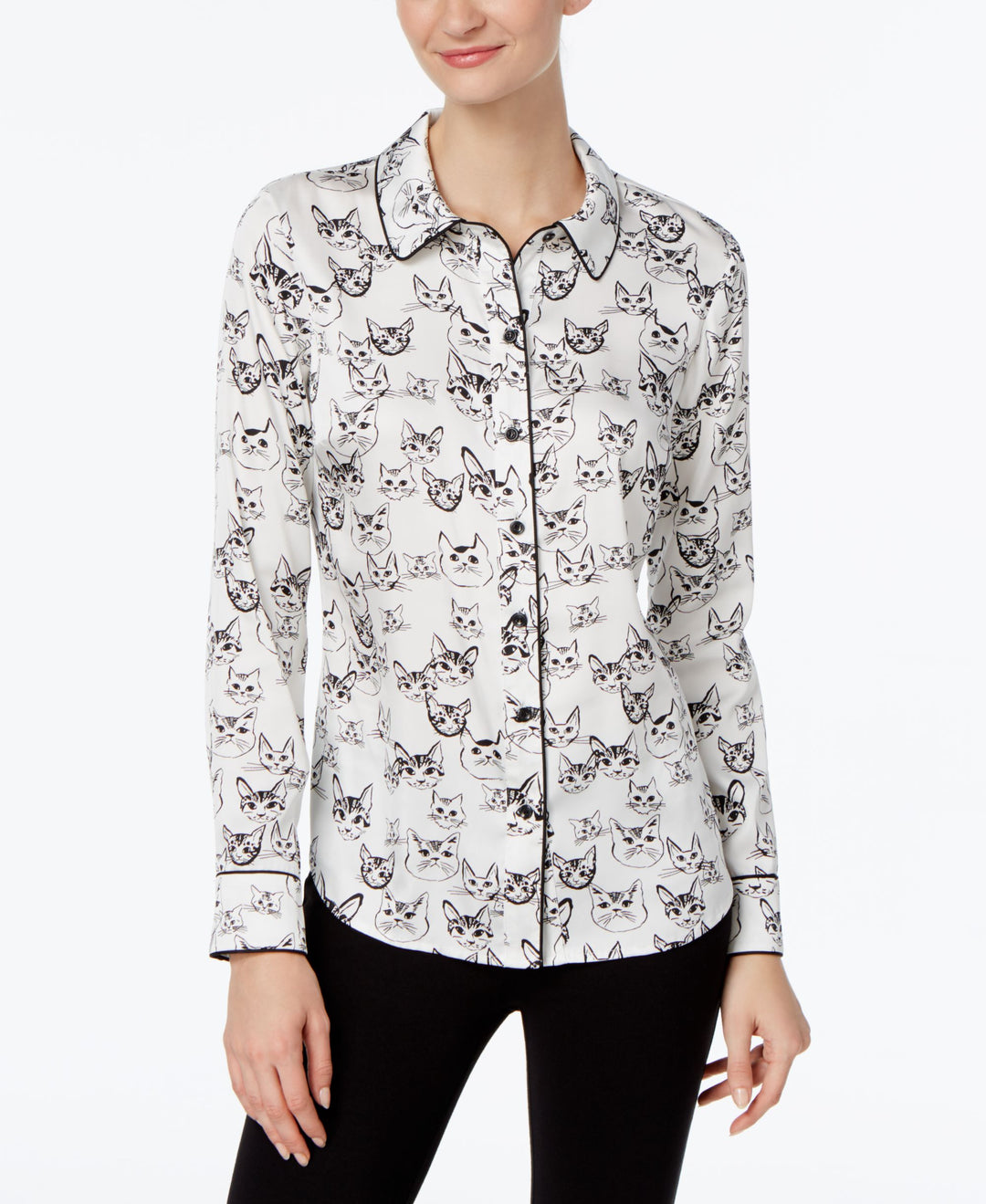 INC International Concepts Cat Print Blouse