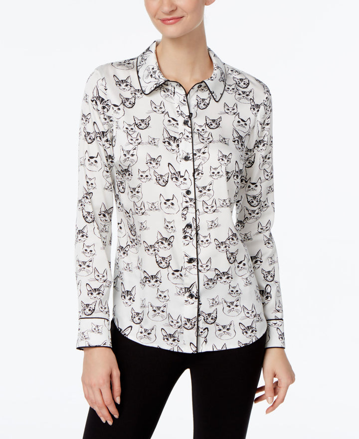 INC International Concepts Cat Print Blouse