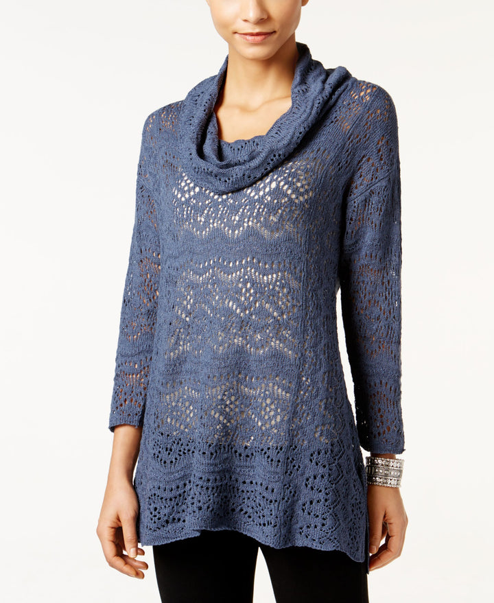 Style & Co Petite Pointelle Cowl Neck Sweater