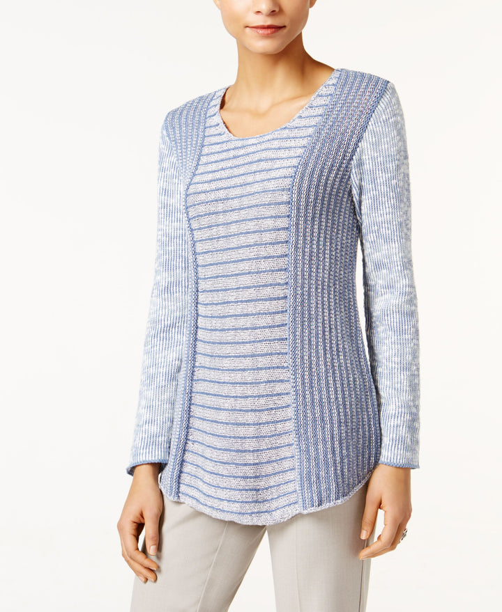 Style & Co Petite Marled Colorblocked Sweater