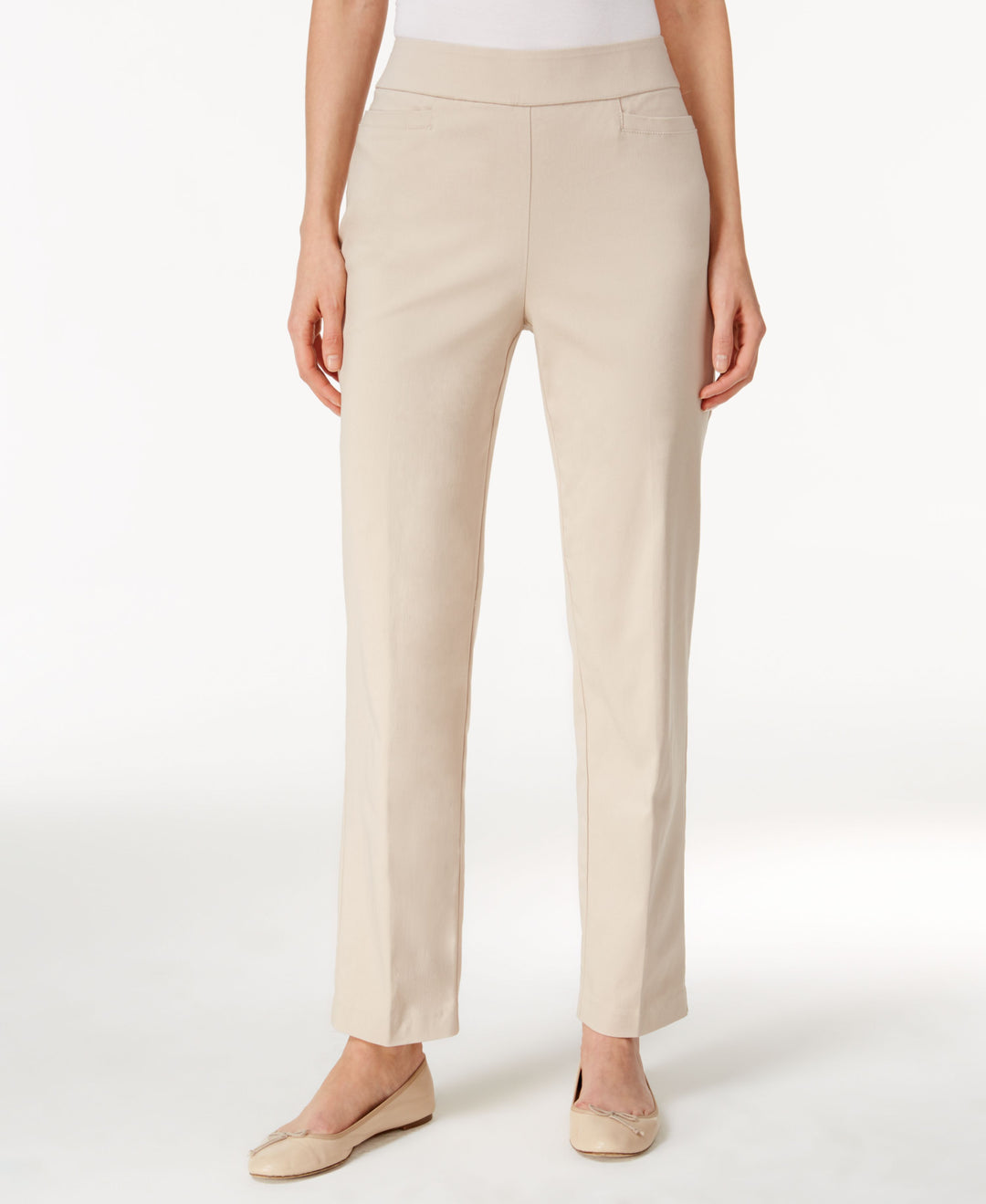 Petite Classics Tummy-Control Pull-On Straight-Leg Pants, Petite & Petite Short