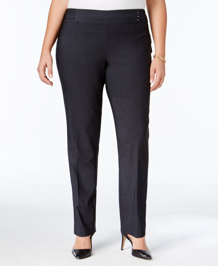 Plus Size Tummy Control Pull-On Slim-Leg Pants