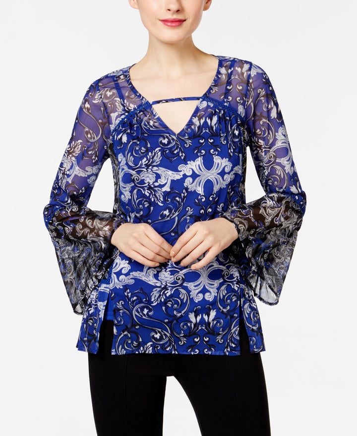 INC International Concepts Petite Bell Sleeve Peasant Top