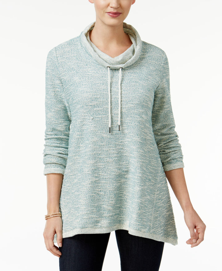 Style & Co Petite Marled Funnel Neck Sweatshirt