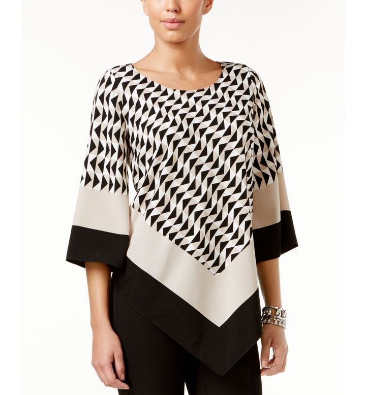 Alfani Petite Printed V Hem Blouse