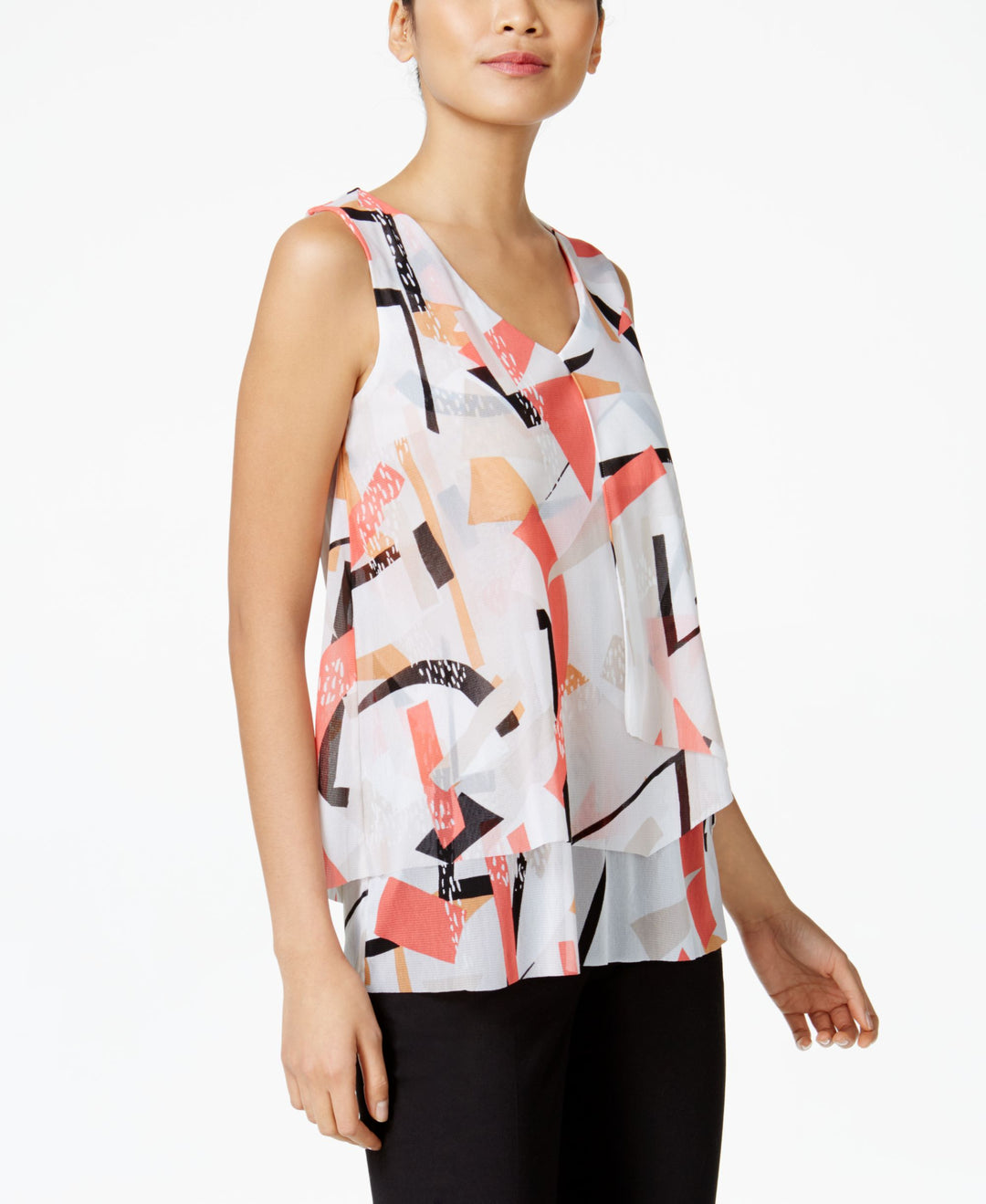 Alfani Petite Printed Layered Look Top