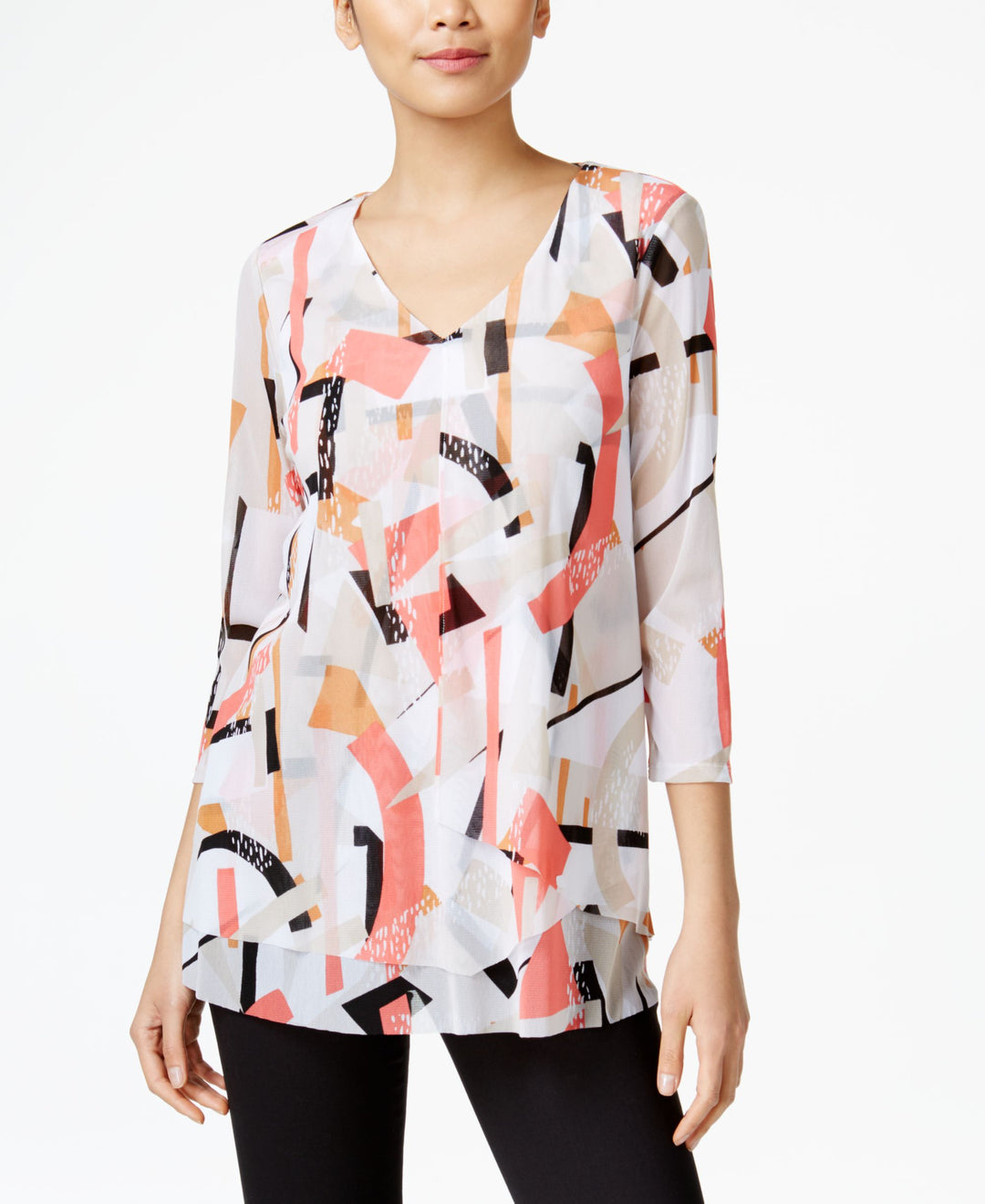Alfani Petite Printed Layered Look Top
