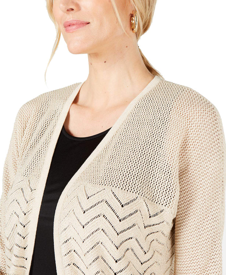 Petite Metallic Mixed-Stitch Cardigan Sweater