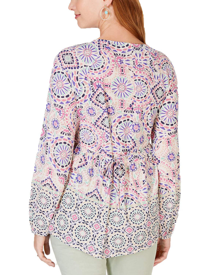 Printed Pintucked Top