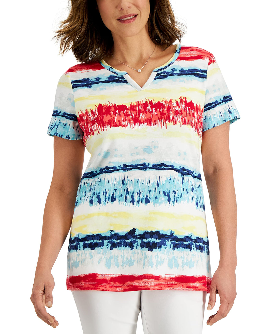 Karen Scott Womens Tie Dyed Print Top