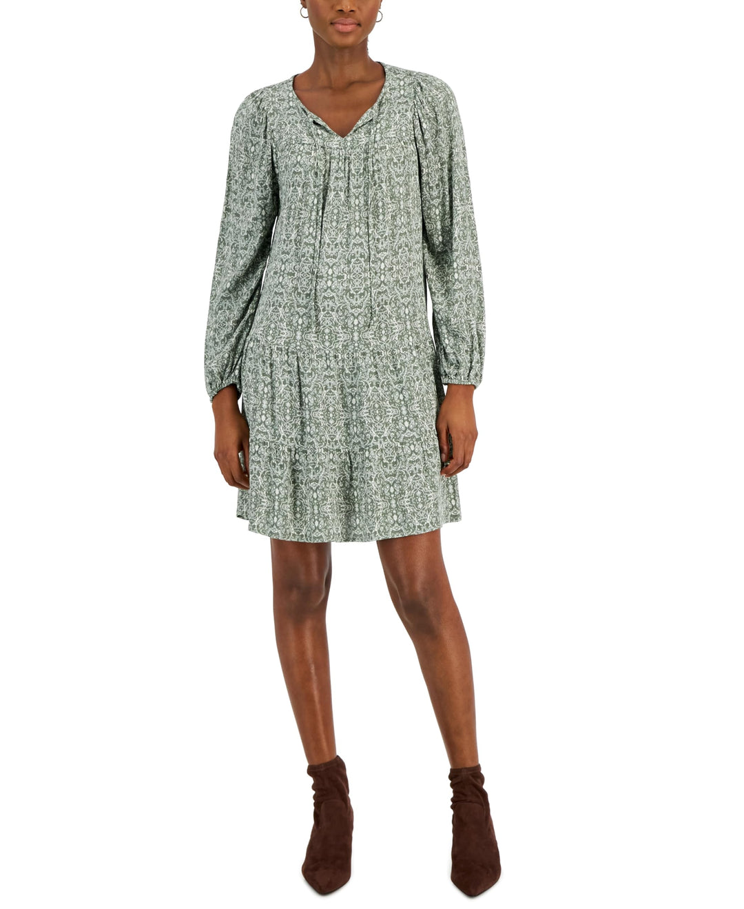 Style & Co Petite Petite Gauze Tiered Shift Dress