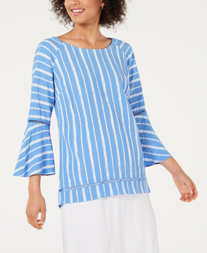 JM Collection Petite Bell Sleeve Crinkle Top