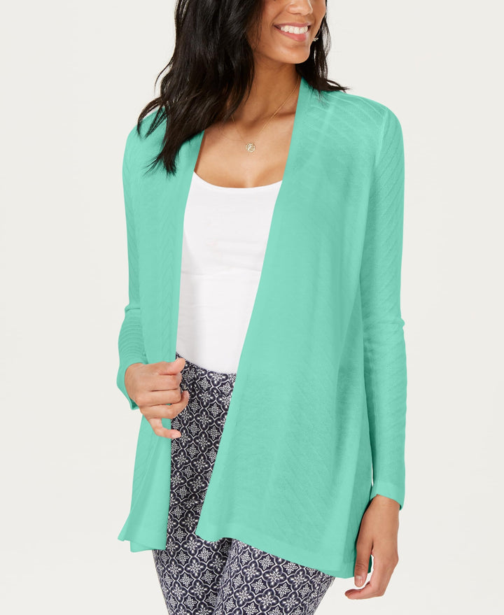 Charter Club Geo Stitch Open Front Cardigan