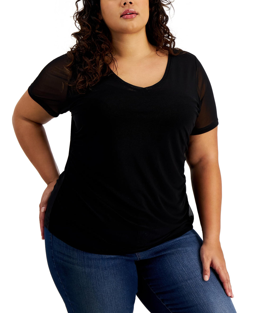 INC International Concepts Plus Size Mesh T-Shirt
