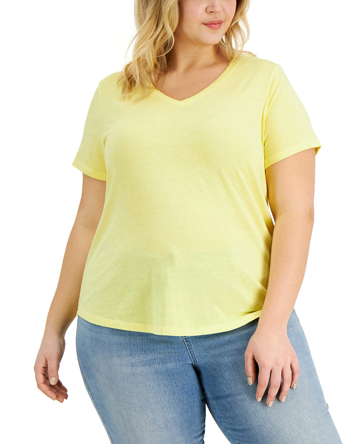 Style & Co Plus Size Solid Burnout T-Shirt