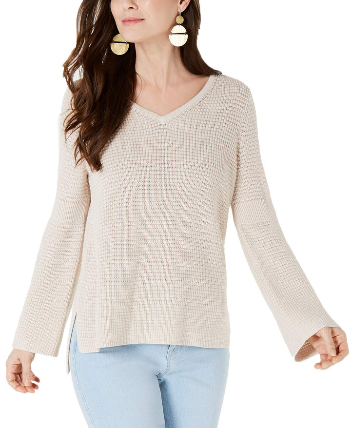 Cotton Waffle-Stitch Sweater
