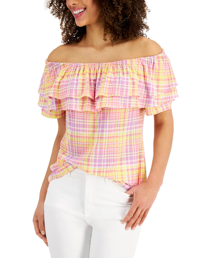 Charter Club Cotton Ruffled Off The Shoulder Top