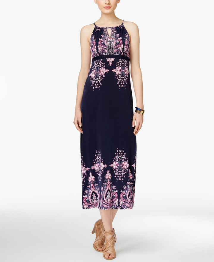 INC International Concepts Petite Printed Empire Waist Maxi Dress
