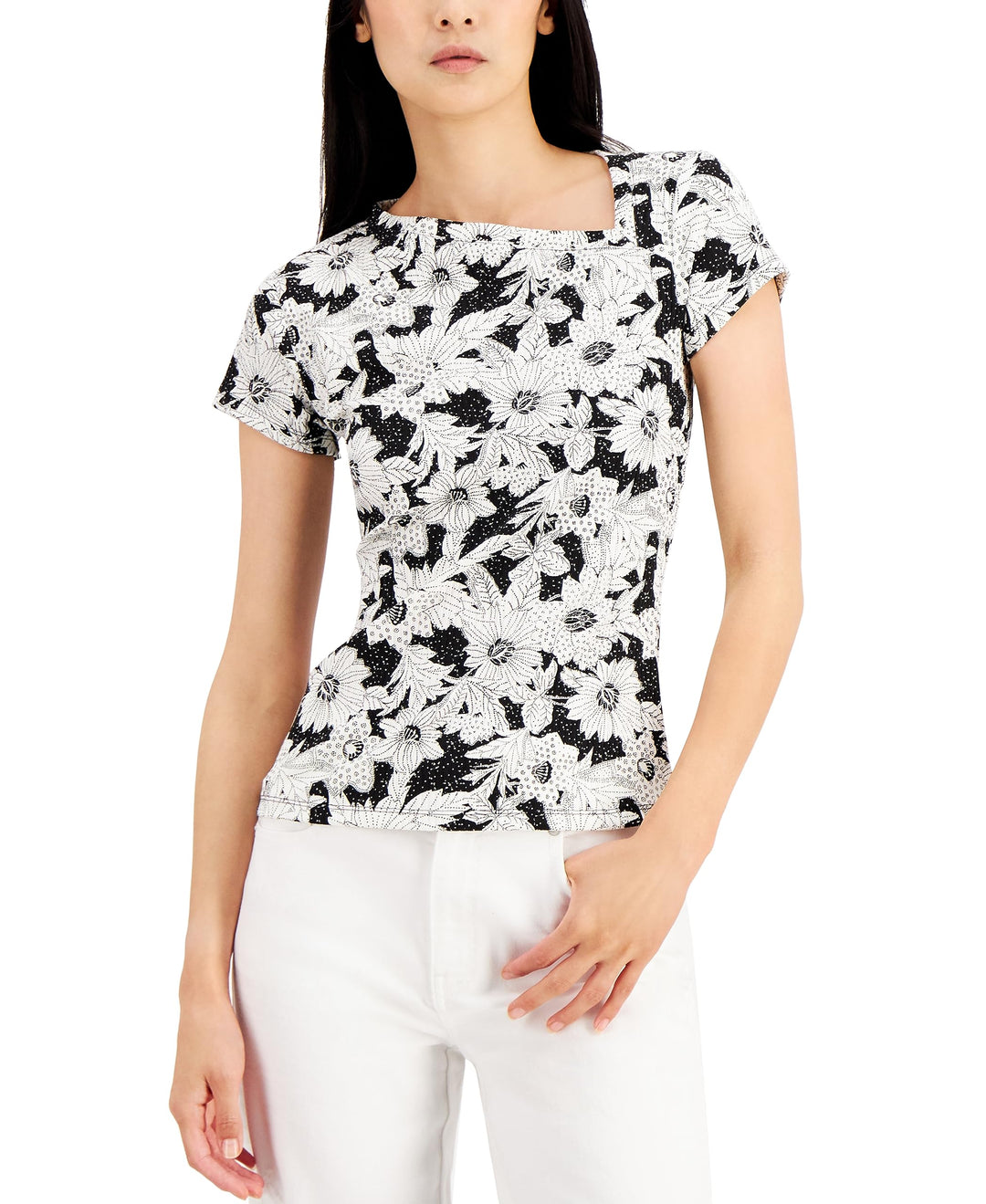INC International Concepts Petite Printed Asymmetric Top