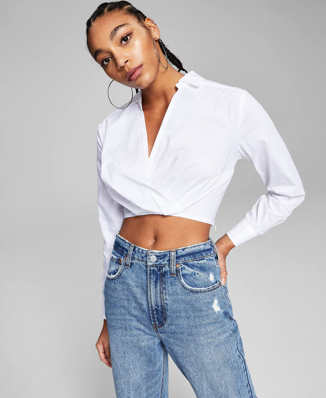 Now This Faux Wrap Poplin Shirt