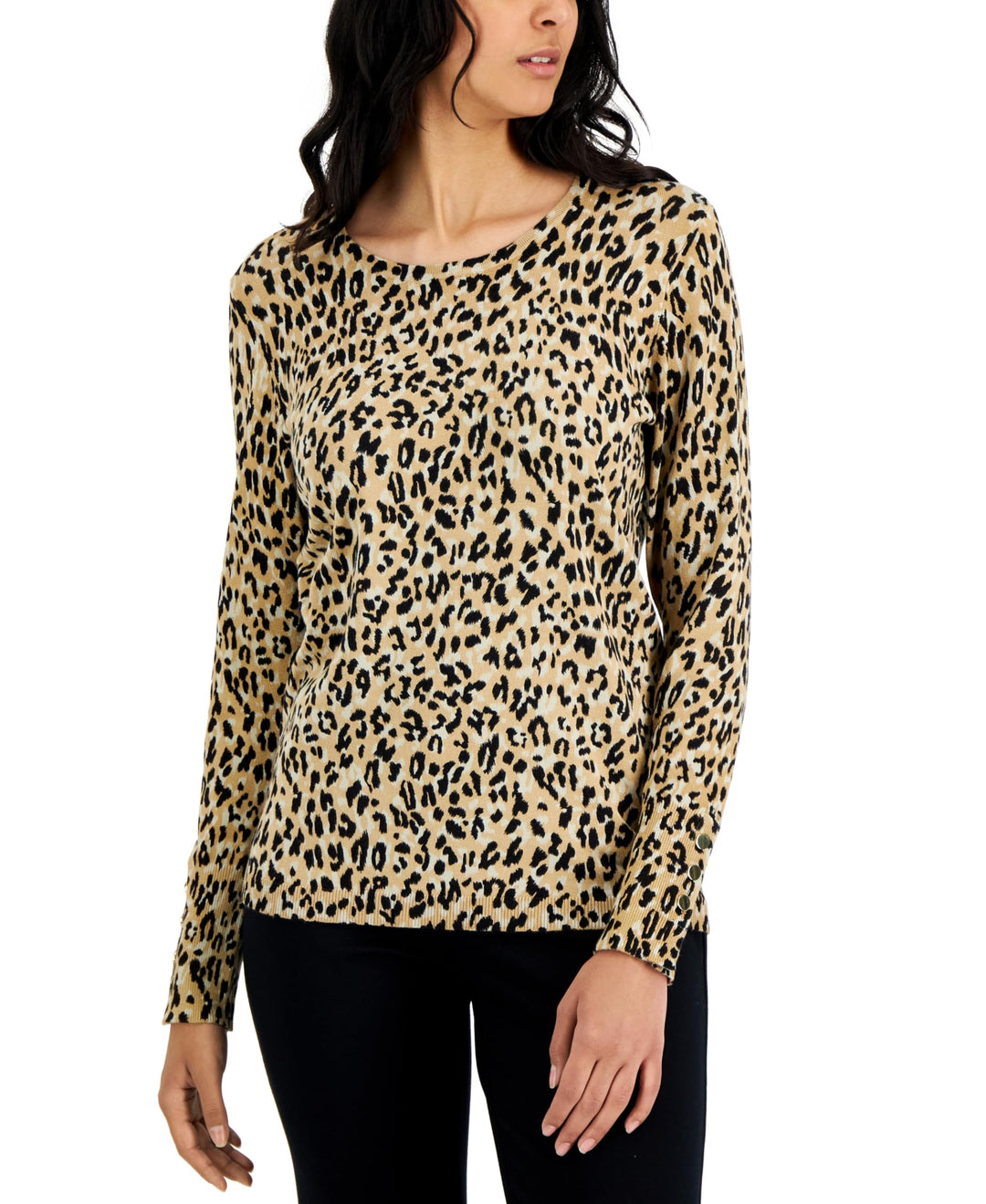 JM Collection Petite Animal Print Sweater