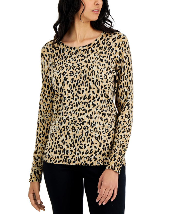 JM Collection Petite Animal Print Sweater