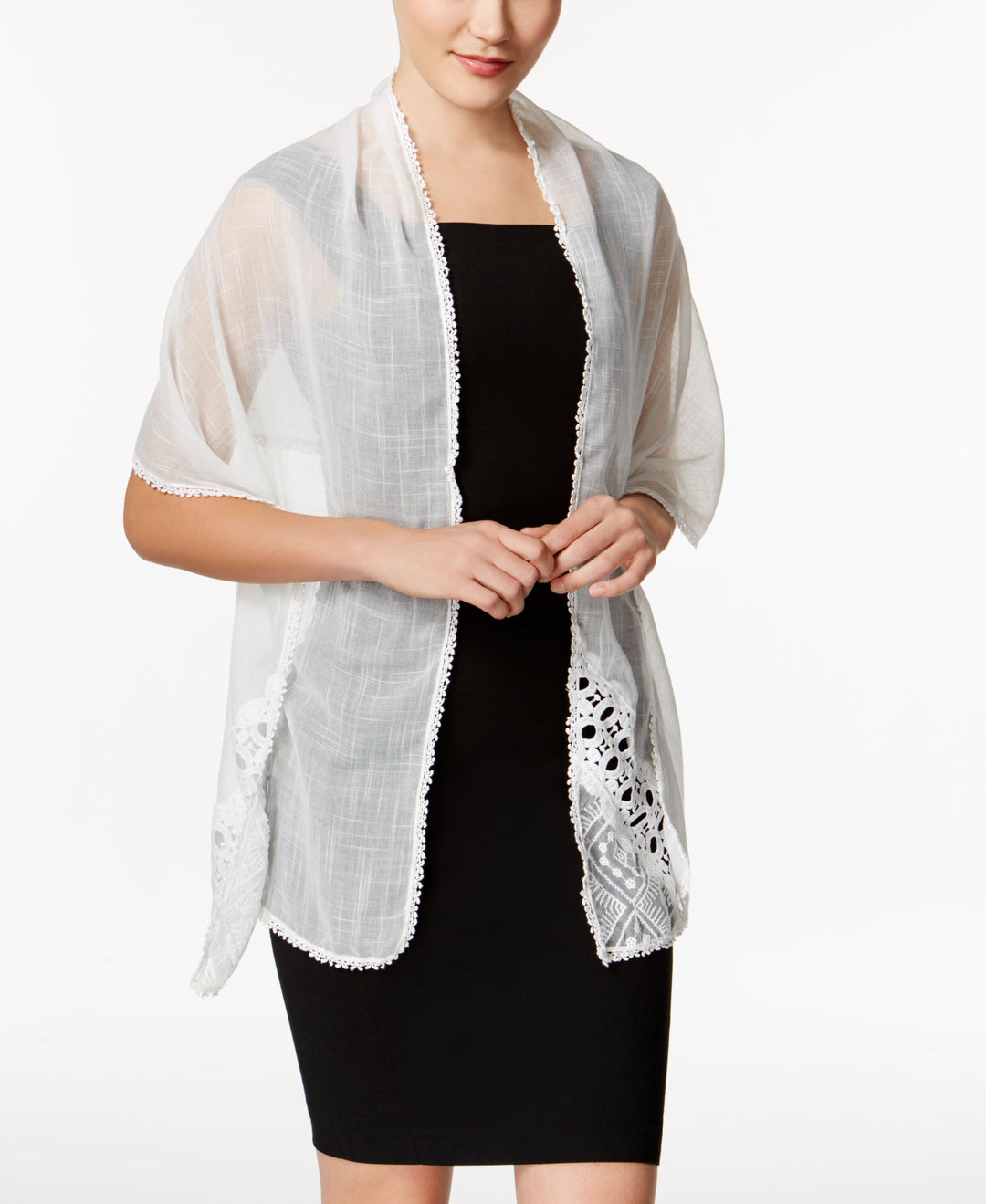 INC International Concepts Asymmetrical Lace Wrap Scarf In One