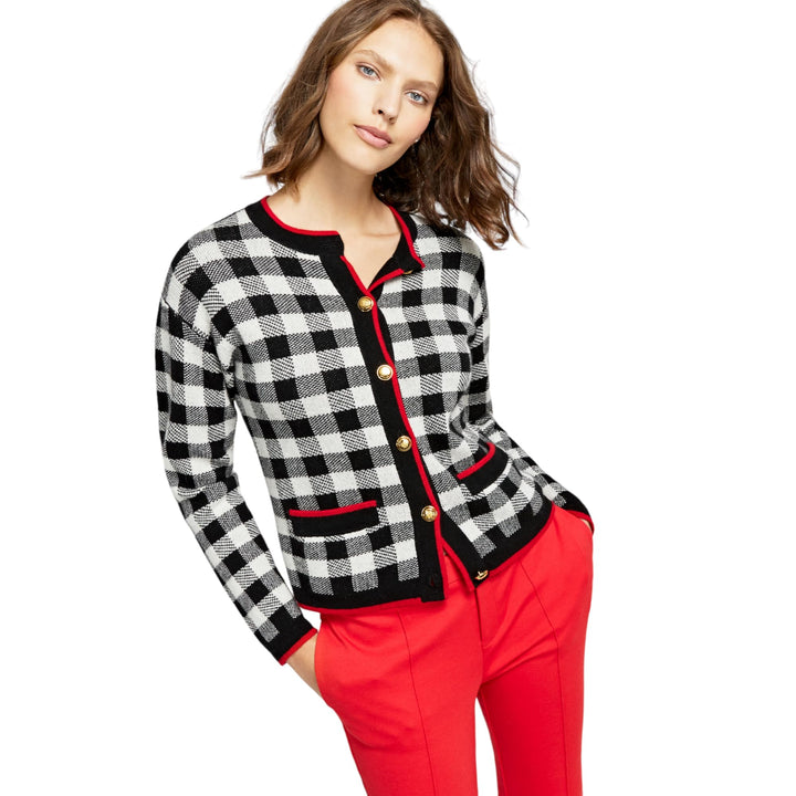 Charter Club Plaid Cashmere Button Front Cardigan