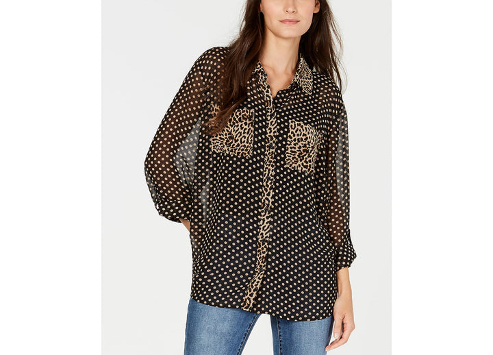 INC International Concepts Womens Printed Button Up