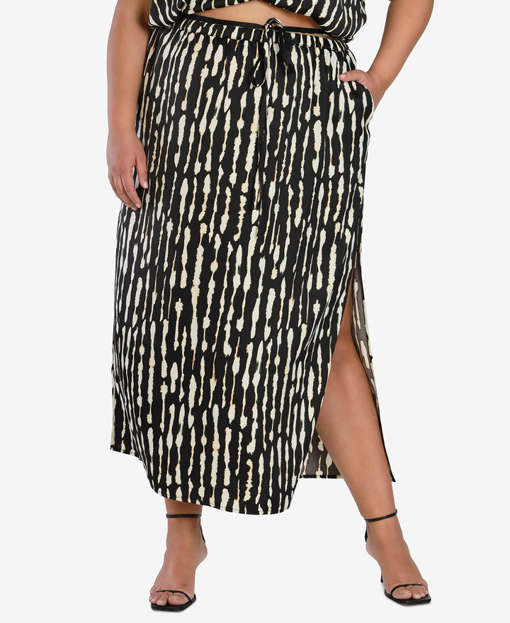 Nicole Williams English Plus Size Printed Satin Skirt