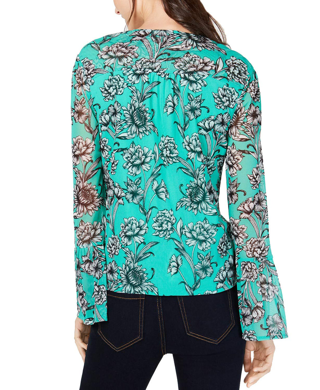 Petite Bell Sleeve Surplice Neck Top