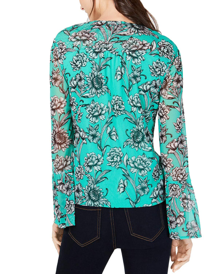 Petite Bell Sleeve Surplice Neck Top