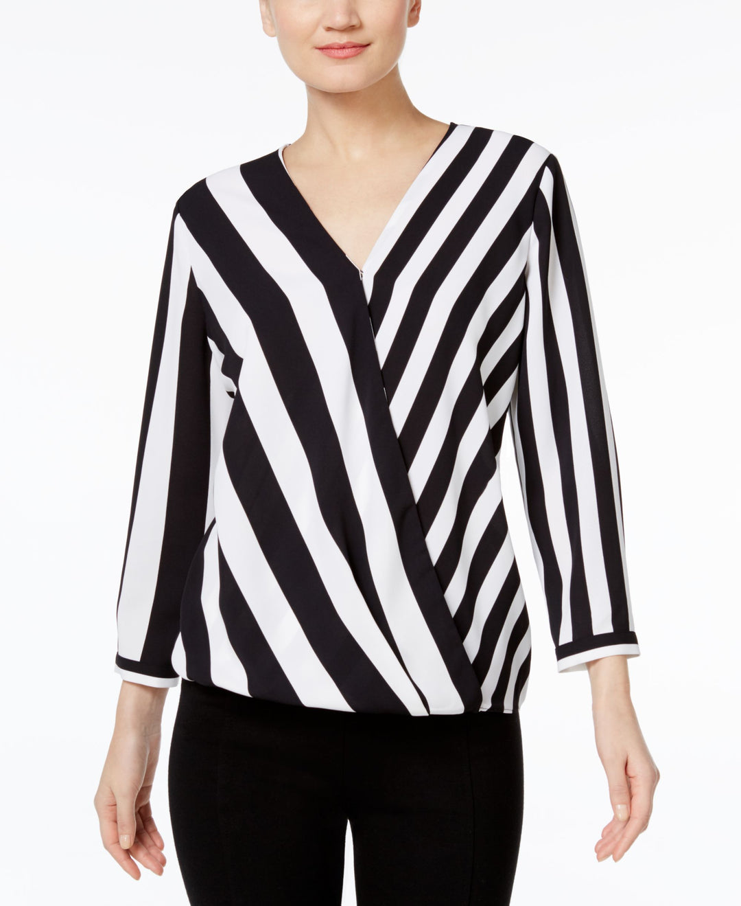 Alfani Striped High Low Blouse